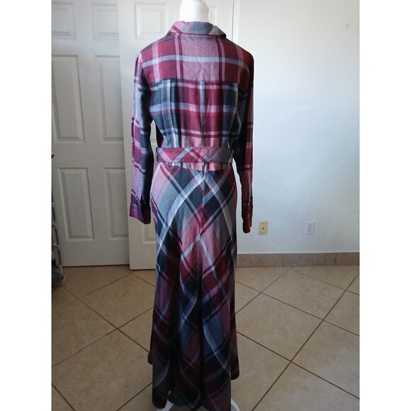 Soft Surroundings Women’s M Plaid Shirt Dress Long Sleeve Button Front Belted - Picture 3 of 12